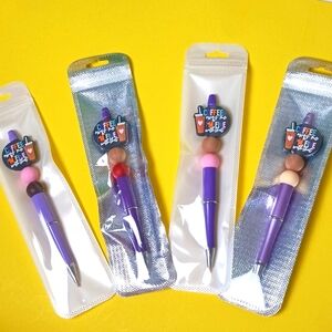 4pc Beaded Pen Set Coffee Owns Me & I'm Fine With That